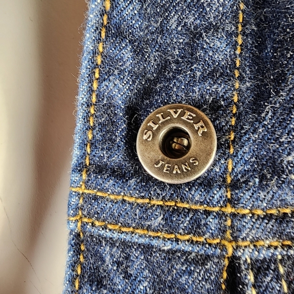 Silver Jeans  Button Front Denim Jacket Dark Wash Cotton Size XS Coastal Cowgirl - Picture 8 of 13